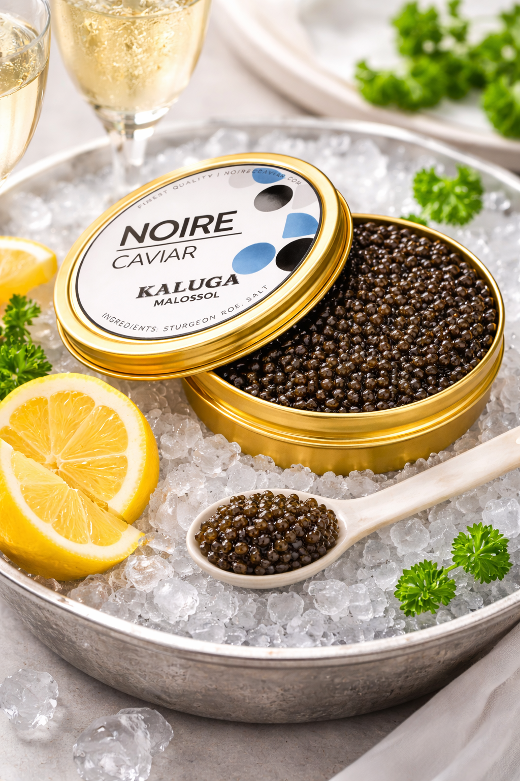 Kaluga Premium Sturgeon Black Caviar 1.8 Ounces / 50 Grams, Imported, Sturgeon Roe, Premium Quality