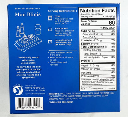 French Mini Caviar Blinis, Ready To Eat - 16 Count